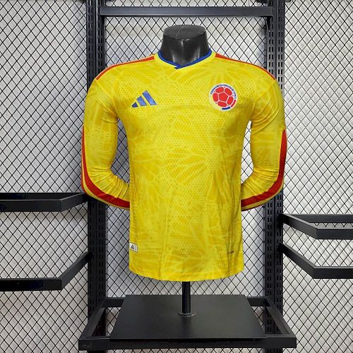 Camisa Colômbia 2026 Copa do Mundo Casa Manga Longa Versão Jogador
