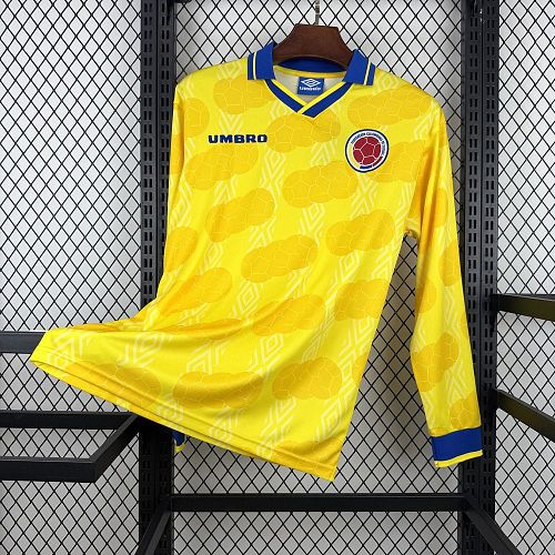 Camisa Colômbia 1994 Casa Manga Longa Retrô