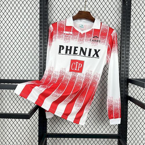 Camisa AS Cannes 91/92 Casa Manga Longa Retrô
