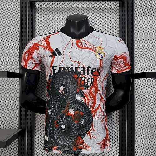 Camisa Real Madrid 25/26 White Black Dragon Especial edition Versão Jogador