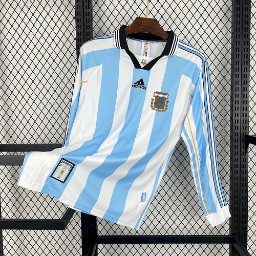 Camisa Argentina 1998 Casa Long Sleeves Retrô