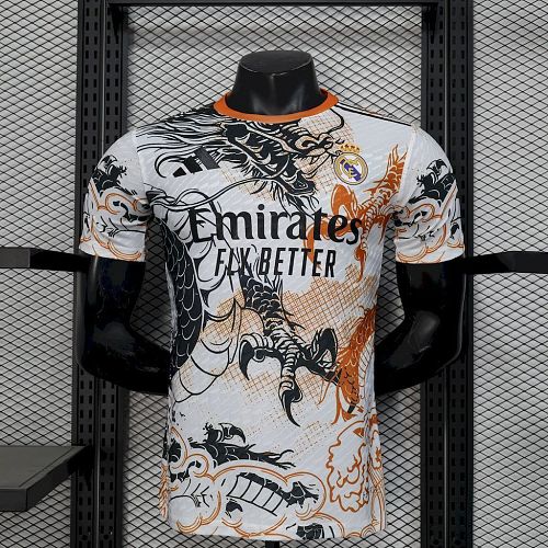 Camisa Real Madrid 25/26 Black and white dragon version Versão Jogador