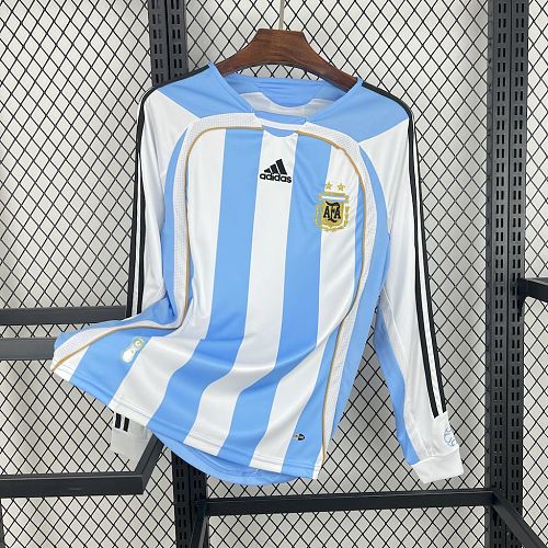 Camisa Argentina 06/07 Copa do Mundo Casa Long Sleeves Retrô